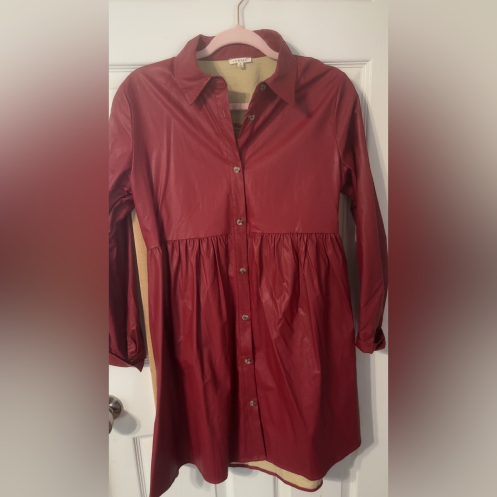 Red pleather dress